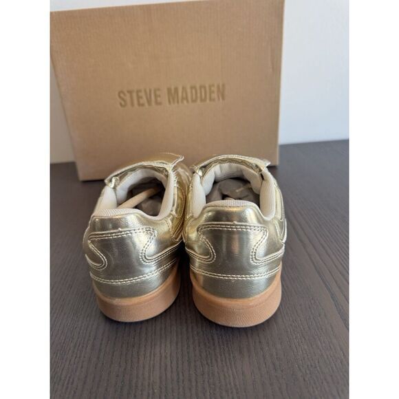 STEVE MADDEN MADRID Sneakers Gold NIB 7 Women’s Shoes Quilted Retro - Picture 4 of 6